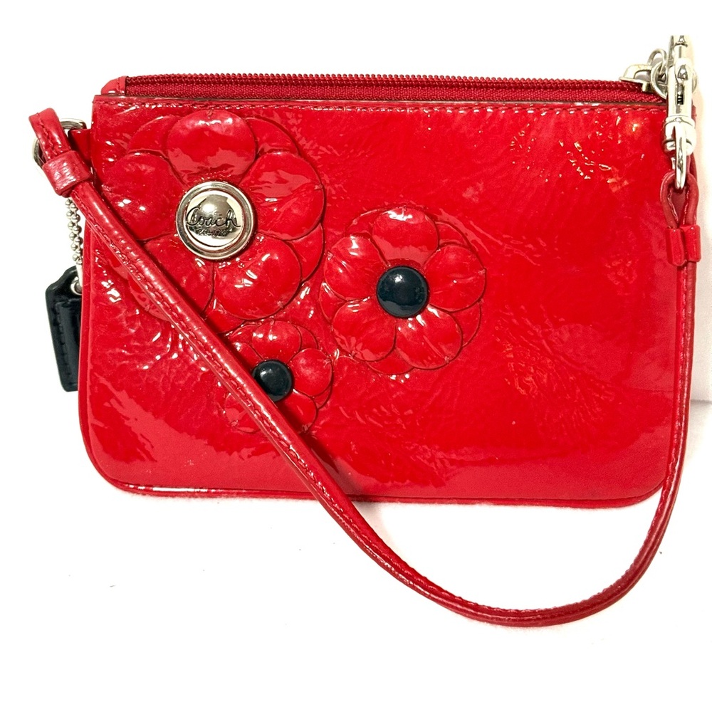 Coach Red Floral Wristlet